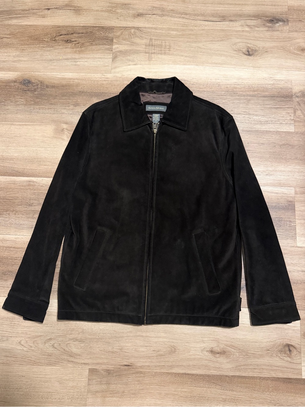 Vtg Banana Republic Brown Suede Garage/Trucker Jacket  Men's Size L Heritage